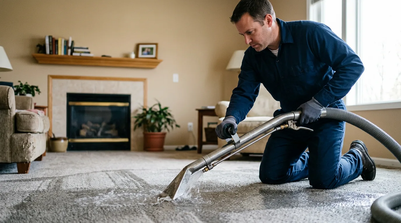 Water damage restoration technician working near Offerle, KS